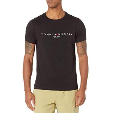 Imagem de Tommy Hilfiger Camiseta masculina com estampa de manga curta, zibelina escura, XX-Large