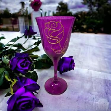 Imagem de Taça Pomba Gira Lírio Rosa Roxa Luxo em Vidro 300 ml