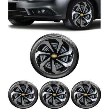 Imagem de Jogo 4 Calotas Esportivas Spider Preto/Prata aro 14 CHEV Onix Prisma Spin Agile Cobalt Sonic Montana Meriva Zafira Corsa Hatch Sedan Classic Joy Premium