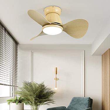 Imagem de Mini luz de teto com ventilador modo inverno/verão ventilador silencioso lâmpada de teto LED regulável reversível temporizador ventilador de teto com iluminação e controle remoto para quarto