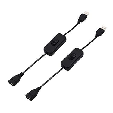 Imagem de Vrabocry Pacote com 2 cabos USB preto macho para fêmea com interruptor liga/desliga, interruptor basculante em linha de extensão USB para gravador de direção, lâmpada de mesa LED, ventilador USB,