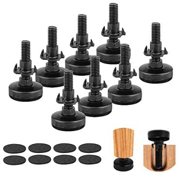 Imagem de Conjunto de 8 pés ajustáveis para niveladores de móveis, pés de nivelamento resistentes, pernas de armário, pé nivelador de móveis com porca em T, perna de cadeira de mesa de restaurante (diâmetro
