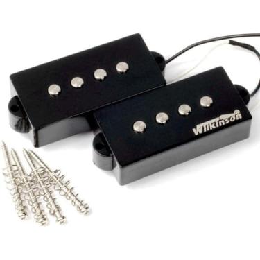 Imagem de Wilkinson WPB Captador de guitarra vintage para captador de guitarra clássico, AlNiCo P Conjunto Humbucker para baixo elétrico estilo PB de 4 cordas, preto elegante