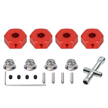 Imagem de RCAWD 4X Machined Alloy 14mm Wheel Hex Hub Adaptor/M4 Serrated Lock Nut for 1-10 Arrma 3s&Mega550 Vorteks Senton Granite Big Rock Typhon(Red)