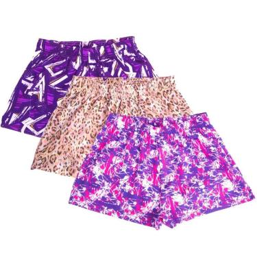 Imagem de Kit 3 Shorts Feminino Esportivo Treino Academia Estampado-Feminino