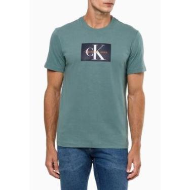 Imagem de Camiseta Masculina Re Issue Retangulo Calvin Klein - Verde Verde Escuro M-Masculino
