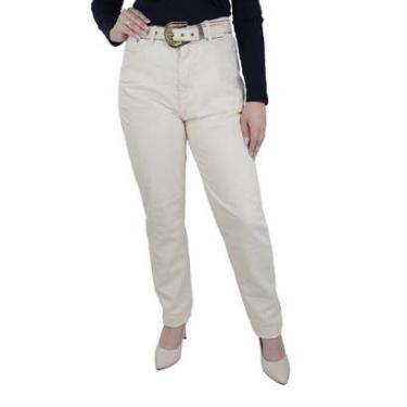 Imagem de Calça Feminina Consciência Jeans Mom Com Cinto Bege - 2360-Feminino