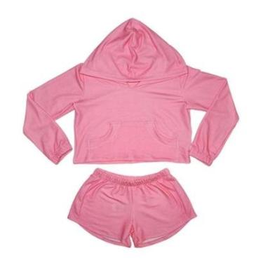 Imagem de Conjunto Moletinho Cropped - Rosa Claro Neon-Feminino