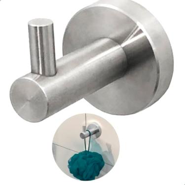 Imagem de Dona D Cor, Gancho Cabide Porta Toalha Banheiro Inox Escovado Suporte Toalha Parede Pendurador Cabideiro Simples Toalheiro Multiuso Aço Inox 304 Fosco Luxo