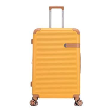 Imagem de Mala de Viagem Grande de Despacho 30 kg Rígida ABS com 4 rodas duplas 360º e trava de segredo numérico TSA, divisória interna com zíper e elastico de fixação e expansor, Santino, AmareloABEV407G20
