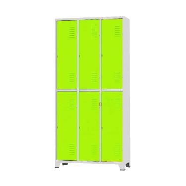 Imagem de Armário Roupeiro De Aço Para Vestiário 6 Portas Locker Verde com Chave