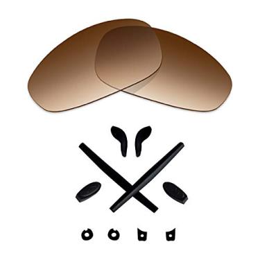 Imagem de Lentes de reposição e kits de borracha Mryok para óculos de sol Oakley Juliet – Opções, Brown Gradient Tint Polarized Lenses & Black Rubber Kits, One Size