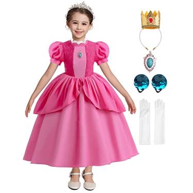 Imagem de Princess Peach Costume for Girls, Perfect for Cosplay and Halloween Parties, Dress Up as Your Favorite Princess with Cosplay Accessories