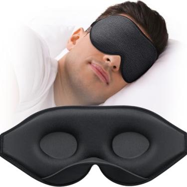 Imagem de MABAO Máscara de dormir para dormir de lado, máscara para dormir mulheres e homens, copo contornado 3D sem pressão ocular 100% bloqueio de luz máscara de dormir com alça ajustável venda noturna voo,