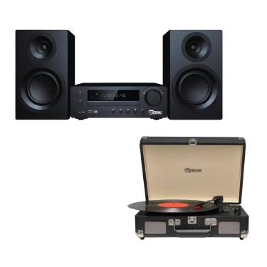 Imagem de Kit Retrô Moderno Mini System SSound SS-002 e Vitrola Raveo Sonetto