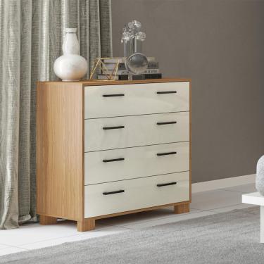 Imagem de Cômoda com 4 Gavetas 90 Cm em 100% MDF Freijó Off White Dalla Costa