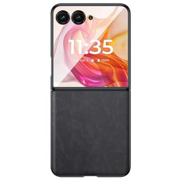 Imagem de LTLMYDAM Capa de luxo para Moto Razr 50Ultra/50, capa de couro de pele de casca de ovelha fosca fina e macia à prova de choque, cinza, 50Ultra
