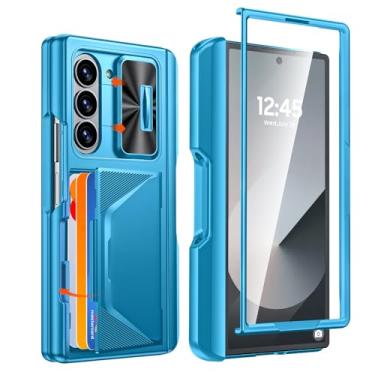 Imagem de CENMASO Capa para Samsung Galaxy Z Fold 6 com suporte para caneta S e porta-cartão carteira e capa de câmera deslizante e proteção de dobradiça e protetor de tela [bloqueio de RFID] capa à prova de