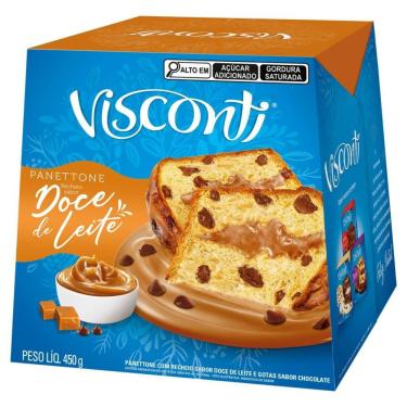 Imagem de Panettone com Gotas de Chocolate Recheio Doce de Leite Visconti 450g