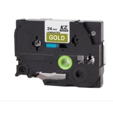 Imagem de Fita Aplicável Brother Tz Tze 855 Dourada Letra Branca 24Mm - Dcx