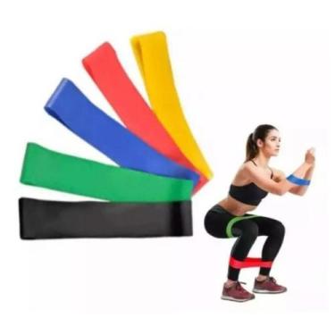 Imagem de Kit 5 Faixas Elásticas Mini Band Treino Em Casa Exercício - alto nível