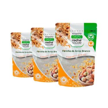 Imagem de Farinha de Arroz Branco Alta Qualidade Integral 100% Natural Kit 3 100