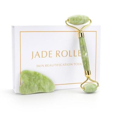 Imagem de Roller E Gua Sha Tools Por Raspador De Jade Natural Com Pedras Para ro