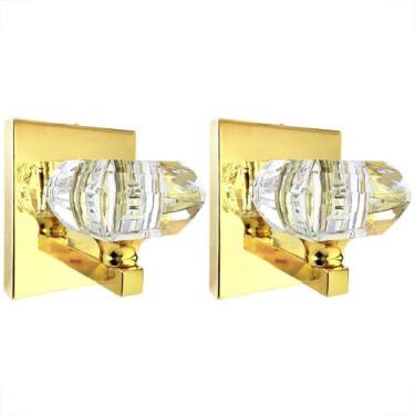 Imagem de Kit 2 Arandela Cristal Interna Dourado Brilhoso Cindy Sala - Acienda