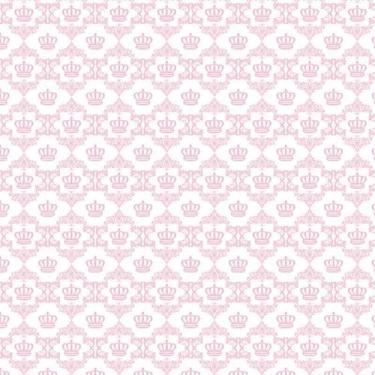 Imagem de Papel De Parede Branco E Coroas Rosa Infantil Quarto Bebê - LRP