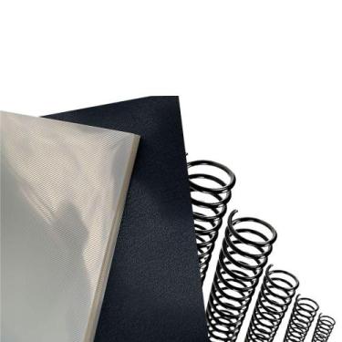 Imagem de Kit Encadernação A4 50 Capas Lisa Preto + 50 Capas Line Transparente +