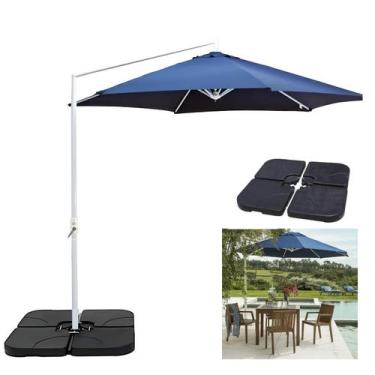 Imagem de Kit Ombrelone Lateral Suspenso 3m Malibu Com Manivela + Base 60L Quadr