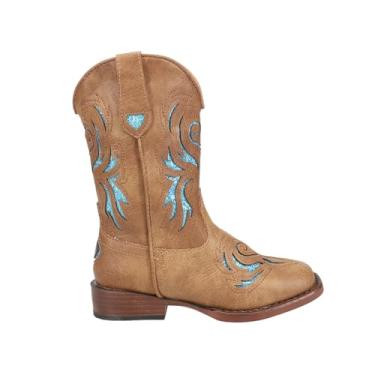 Imagem de ROPER Botas casuais para meninas com glitter brisa embutida, bico quadrado, cano médio - marrom, Bronzeado, 12 Big Kid