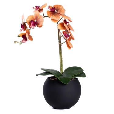 Imagem de Arranjo Orquídea Artificial Silicone 3D Super Realista com Vaso - Flor