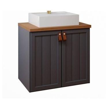 Imagem de Gabinete Para Banheiro 60cm 100% Mdf 2 Portas Alure Mgm Móveis Titânio/freijo Titanium/freijo