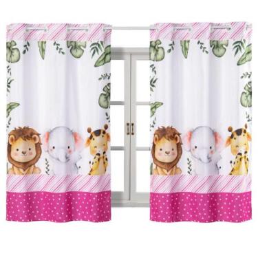 Imagem de Cortina Infantil 2,00m x 1,50m Com Bainha Para Quarto Bebê Safari Baby