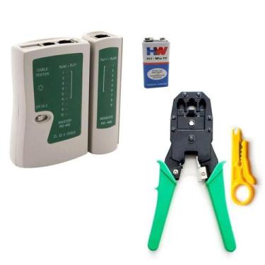 Imagem de Testador para Cabo de Rede + Alicate de Crimpar RJ45 Rj11 + Alicate De