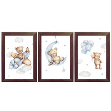 Imagem de Quadro Decorativo Infantil Ursinho Urso Aquarela Aviador - Creative Ca