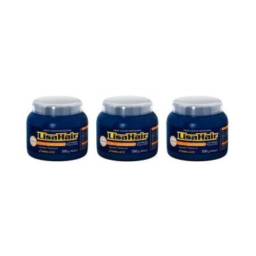 Imagem de Creme Alisante Lisahair Liso Queratina 550G - Kit Com 3Un