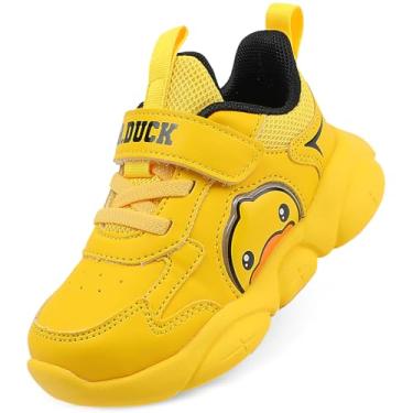 Imagem de B.Duck Sapatos infantis para meninas e meninos [sapatos de desenho 3D] Tênis infantil para meninas e crianças pequenas, tamanho 5-9, Amarelo claro, 22