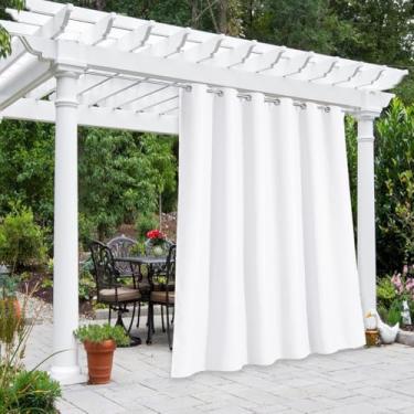 Imagem de NICETOWN Cortina externa para pátio, impermeável, extralarga, 213 cm, persianas verticais com isolamento térmico, ilhós inoxidáveis para varanda/gazebo/lanai, branco puro, 1 peça, 213 cm C