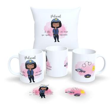 Imagem de Kit Com Almofada 30x30cm e Caneca de Porcelana Coleção Profissões Fofas (Policial 1)