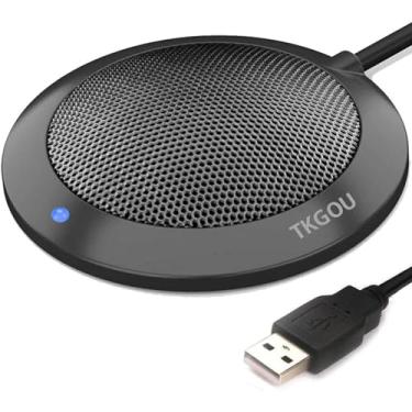 Imagem de TKGOU Microfone USB de conferência, microfone de mesa de computador com indicador LED, condensador omnidirecional Plug & Play, microfones para computador portátil, para reuniões online, aula, Skype,