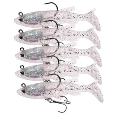Imagem de kit 5 Iscas Artificiais movimento Realista soft shad bait - SWG, Branc