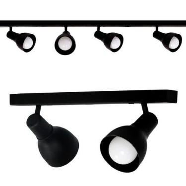 Imagem de Kit 2 Luminária Trilho Spot Duplo 2 Lâmpadas E-27 - Madeinsp, Preto