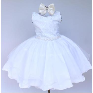 Imagem de Vestido Infantil Daminha Casamento Batizado Formatura Comunhão e Tiara