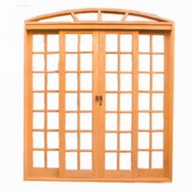 Imagem de Porta de Correr Quadriculada Arco 4 folhas em Madeira Maciça Cedro Ara