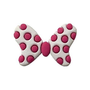 Imagem de Kit 50 Peças aplique Emborrachado Laço Branco/ Bolinha Rosa - RAE