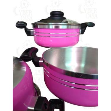 Imagem de Jogo De Panelas Rosa C Tampa De Vidro Sublime Luxxo Rosa 5Pç - Grenada