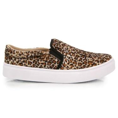 Imagem de Tênis Feminino Slip On Calce Fácil Casual Onça - Zafrem, 37, Onça, Fem