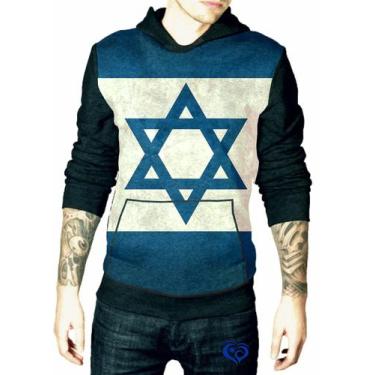 Imagem de Moletom Israel masculino blusa Adulto canguru - Alemark, GG